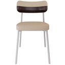 Ver imagem 6 de Kit 04 Cadeiras Estofada para Sala de Jantar Astrid Branco C01 Linho Areia Courino Café - Lyam Decor