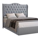 Ver imagem 7 de Cabeceira Estofada 1.95 para Cama Box King Capitonê Dubai Suede Cinza - Lh Móveis