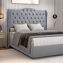 Ver imagem 6 de Cabeceira Estofada 1.95 para Cama Box King Capitonê Dubai Suede Cinza - Lh Móveis