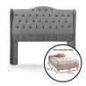 Cabeceira Estofada 1.95 para Cama Box King Capitonê Dubai Suede Cinza - Lh Móveis - 7
