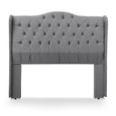 Ver imagem 2 de Cabeceira Estofada 1.95 para Cama Box King Capitonê Dubai Suede Cinza - Lh Móveis