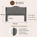 Ver imagem 4 de Cabeceira Estofada 1.95 para Cama Box King Capitonê Dubai Suede Cinza - Lh Móveis