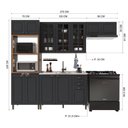 Ver imagem 3 de Armário de Cozinha Modulada Compacta Nara 12 Portas 2 Gavetas MDF Chumbo Fidelita Móveis