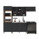 Ver imagem 5 de Armário de Cozinha Modulada Compacta Nara 12 Portas 2 Gavetas MDF Chumbo Fidelita Móveis