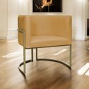 Ver imagem 2 de Poltrona Decorativa para Sala Recepção Luna Suede Base Ferro Champagne