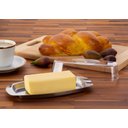 Ver imagem 3 de Manteigueira Pote para Guardar Manteiga na Geladeira Servir Mesa Base de Aço Inox Cúpula de Acrí