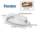 Ver imagem 2 de Manteigueira Pote para Guardar Manteiga na Geladeira Servir Mesa Base de Aço Inox Cúpula de Acrí