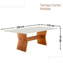 Ver imagem 3 de Mesa para Sala de Jantar Portugal 220cm Tampo Canto Moeda Laqueado com Vidro