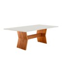 Ver imagem 1 de Mesa para Sala de Jantar Portugal 220cm Tampo Canto Moeda Laqueado com Vidro