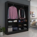 Ver imagem 3 de Guarda Roupa Solteiro 2 Portas de Correr 135cm Orazio Preto Fosco - Província