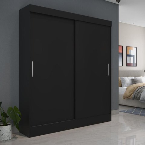 Guarda Roupa Solteiro 2 Portas de Correr 135cm Orazio Preto Fosco - Província