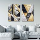 Ver imagem 2 de Conjunto Quadros Decorativos Geométricos Modernos para Sala Grandes em Tecido