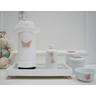 Kit Higiene Porcelana Bebê Menina Borboleta Rosê Bancada Baby - 2