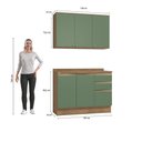 Ver imagem 4 de Armário de Cozinha Compacta 100% Mdf 120cm Nogueira/verde Celeste Kappesberg