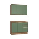 Ver imagem 2 de Armário de Cozinha Compacta 100% Mdf 120cm Nogueira/verde Celeste Kappesberg