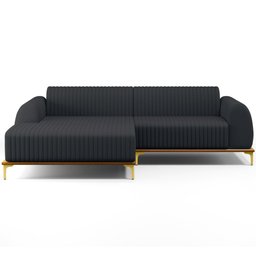 Sofá 4 Lugares com Chaise Esquerdo Sala de Estar Molino 265cm D02 Linho Chumbo C-465 - Lyam Decor - 5