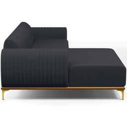 Sofá 4 Lugares com Chaise Esquerdo Sala de Estar Molino 265cm D02 Linho Chumbo C-465 - Lyam Decor - 6