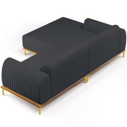 Sofá 4 Lugares com Chaise Esquerdo Sala de Estar Molino 265cm D02 Linho Chumbo C-465 - Lyam Decor - 7
