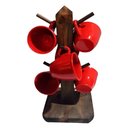 Ver imagem 1 de Suporte Rústico com 6 Xicaras de Café Acrílico Cristal - Vermelha