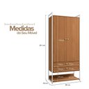 Ver imagem 2 de Armário Alto Closet Fechado 2 Portas 2 Gavetas e Prateleira Mdf e Aço Canela/branco Brilho
