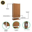 Ver imagem 3 de Armário Alto Closet Fechado 2 Portas 2 Gavetas e Prateleira Mdf e Aço Canela/branco Brilho