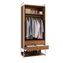 Ver imagem 4 de Armário Alto Closet Fechado 2 Portas 2 Gavetas e Prateleira Mdf e Aço Canela/branco Brilho