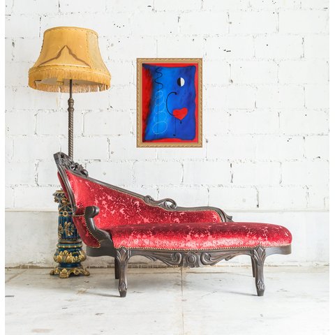 Quadro Moldura Dourada Miró - Coração 24x18cm:com Vidro