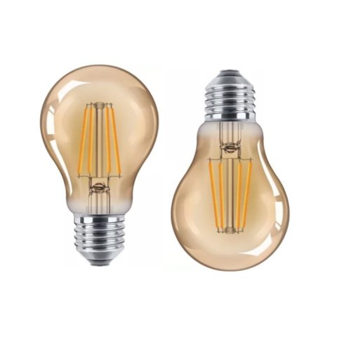 2 Lâmpada de Filamento Led A60 4w Âmbar 2200k Bivolt Retrô Vintage
