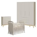 Ver imagem 1 de Quarto de Bebê 4 Portas com Cômoda Gaveteiro Elfe Classic e Berço Americano Danny Areia Acetinado na