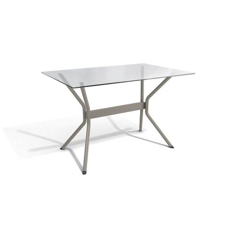Mesa Loire Níquel com Tampo de Vidro Incolor 1,20m