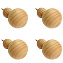 Ver imagem 1 de Kit 4 Ganchos Cabideiros de Parede Esfera em Madeira Maciça Pinus Cor Natural