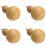 Kit 4 Ganchos Cabideiros de Parede Esfera em Madeira Maciça Pinus Cor Natural - 1