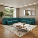 Ver imagem 1 de Sofá de Canto Retrátil e Reclinável Veludo Soft 457x457cm Sofisticato Estofados - Verde