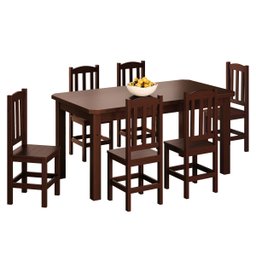 Conjunto Sala de Jantar 160x88 com 6 Cadeiras Diamante - Nemargi:castanho - 1