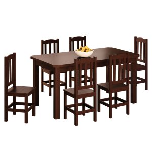 Conjunto Sala de Jantar 160x88 com 6 Cadeiras Diamante - Nemargi:castanho