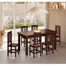 Conjunto Sala de Jantar 160x88 com 6 Cadeiras Diamante - Nemargi:castanho - 2
