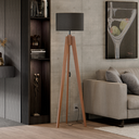 Ver imagem 4 de Luminária de Chão Pé Madeira Maciça Tratada C/ Cúpula Preto