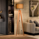 Ver imagem 3 de Luminária de Chão Pé Madeira Maciça Tratada C/ Cúpula Preto