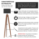 Ver imagem 6 de Luminária de Chão Pé Madeira Maciça Tratada C/ Cúpula Preto