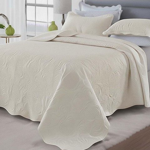 Kit Cobre Leito Colcha Basic Casal 3 Peças Dupla Face Liso Classic - Bege - 100% Poliéster