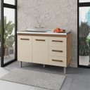 Ver imagem 1 de Balcão de Cozinha Bianca 1,20m 2 Portas 3 Gavetas Cor:savana / Off White