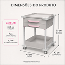 Ver imagem 2 de Carrinho Gaveteiro Organizador Multiuso 2 Gavetas Cinza com Rosa com Rodinhas - Mad.U Organização