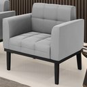 Ver imagem 2 de Poltrona Decorativa Base Madeira Preto Ana Suede Cinza - Ibiza