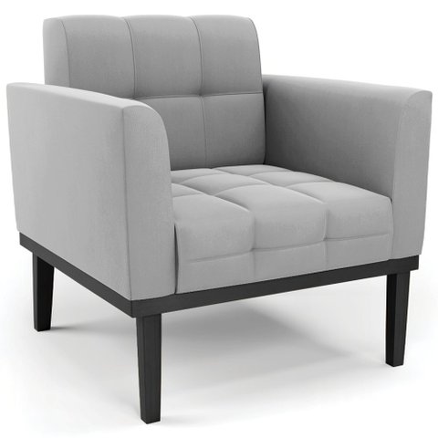 Poltrona Decorativa Base Madeira Preto Ana Suede Cinza - Ibiza