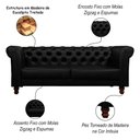 Ver imagem 3 de Sofá Decorativo Sala de Estar Chesterfield 4 Lugares 240cm Couro Preto - Mozzelar