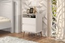 Ver imagem 3 de Conjunto Cabeceira Painel Paris 1,40 Lisa com Mesas de Cabeceira Lotus 2 Gav Off White - Rede Móveis