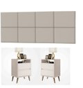Ver imagem 1 de Conjunto Cabeceira Painel Paris 1,40 Lisa com Mesas de Cabeceira Lotus 2 Gav Off White - Rede Móveis