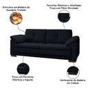 Ver imagem 3 de Sofá Decorativo Sala de Estar Marselha Fixo 2 Lugares 215cm Couro Azul Marinho - Mozzelar