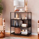 Ver imagem 3 de Estante Industrial para Livros com Estrutura em Aço 94 Cm Preto Preto