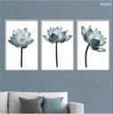 Ver imagem 2 de Kit 03 Quadros Decorativos - Flor de Lotus Azul Minimalista Flnt003 - Tela Canvas - 40x60cm